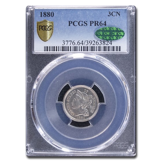 1880 Three Cent Nickel PR-64 PCGS CAC 1880 Three Cent Nickel PR-64 PCGS CAC